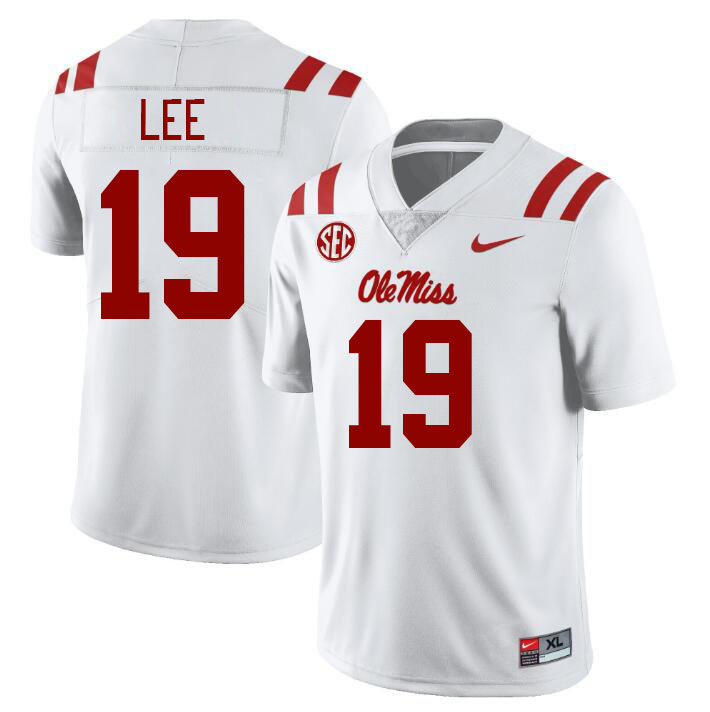 Men #19 Cayden Lee Ole Miss Rebels College Football Jerseys Stitched-White